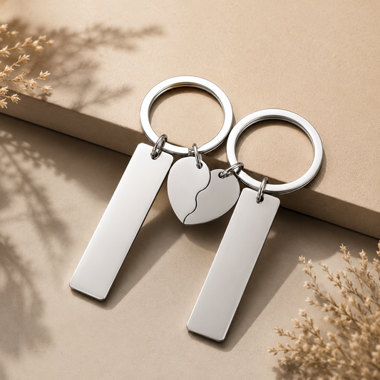 Porte-clé argent duo spotify initiales