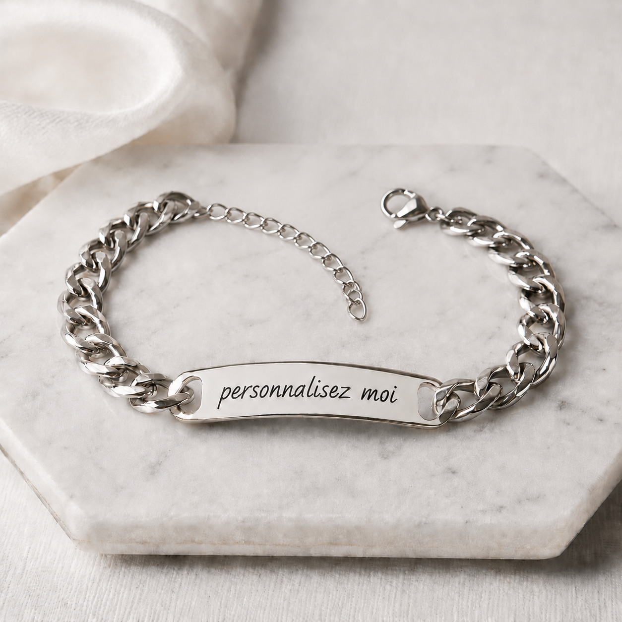 Bracelet Personnalisable Argent – Acier Inoxydable