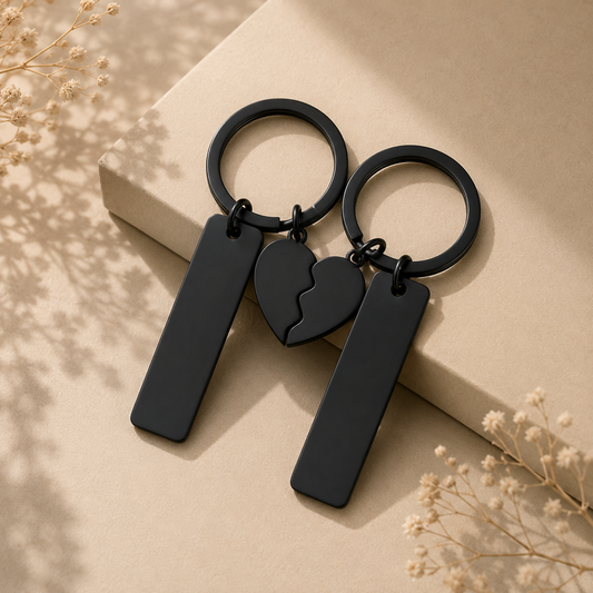 Porte-clé noir duo spotify initiales