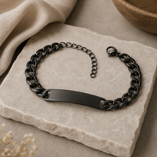 Bracelet Personnalisable Noir – Acier Inoxydable