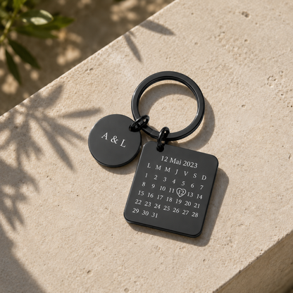 Porte-clé calendrier noir