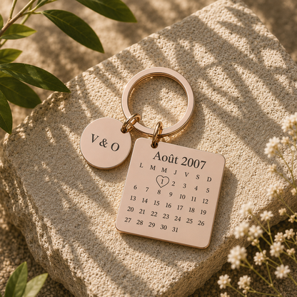 Porte-clé calendrier rose
